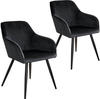 tectake® 2er Set Stuhl Marilyn Samtoptik, schwarze Stuhlbeine - schwarz