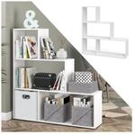 Vicco Treppenregal Asym Raumteiler B&uuml;cherregal Regal Wandregal 4 F&auml;cher Wei&szlig;
