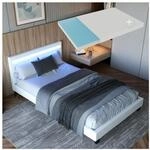 Juskys Polsterbett Paris 120&times;200 cm Bettgestell LED-Beleuchtung, Lattenrost &