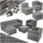 tectake&reg; Rattan Lounge, f&uuml;r 5 bis 6 Personen, UV-best&auml;ndig, variabel aufstellbar