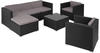 tectake® Rattan Lounge Lignano mit 2 Sesseln - schwarz