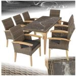 tectake&reg; Rattan Tisch Foggia mit 8 St&uuml;hlen Rosarno, mit stabilen Holzgestellen,