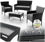 Juskys Polyrattan Gartenm&ouml;bel-Set Fort Myers schwarz mit Tisch, Sofa, 2 St&uuml;hle &