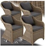 tectake&reg; 4er Set Aluminium Rattansessel, wetterfest und UV-best&auml;ndig, pflegeleicht,