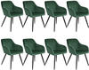 tectake® 8er Set Stuhl Marilyn Samtoptik, schwarze Stuhlbeine - dunkelgrün/schwarz