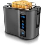 Arendo Toaster Kurzschlitz, Br&ouml;tchenaufsatz, W&auml;rmeisoliertes Geh&auml;use, Display,