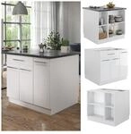 Vicco K&uuml;cheninsel K&uuml;chenblock Einbauk&uuml;che Fame-Line Wei&szlig; 90 cm modern...