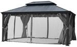 Pavillon Gartenpavillon 3,65x3,65m BAGDAD anthrazit aus Aluminium mit Hardtop...