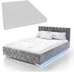 Juskys Polsterbett Nizza 140x200 cm &ndash; Matratze, Stauraum & LEDs - Samtbezug mit