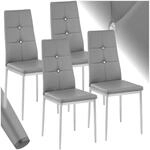 tectake&reg; Set Esszimmerstuhl, gepolstert mit Kunstlederbezug, schlanke Stahlbeine, 40