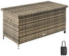 Tectake Auflagenbox Kiruna mit Kunststoffgeflecht, 120x55x61,5cm, 270l - natur