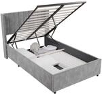 Juskys Polsterbett Savona 120x200 cm mit Stauraum, H3 Matratze, Samt-Bezug, bis 250kg
