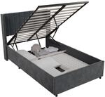 Juskys Polsterbett Savona 120x200 cm mit Stauraum, H3 Matratze, Samt-Bezug, bis 250kg
