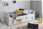 TiCAA Sofabett Naomi inkl. Funktionsschubk&auml;sten, 120x200, Wei&szlig;