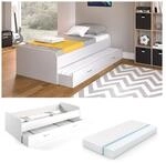 VitaliSpa Bett Enzo Jugendbett mit G&auml;steliege Funktionsbett 90x200 cm Wei&szlig; +