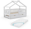 VitaliSpa Design Kinderbett 160x80 Babybett Hausbett Gästebett Matratze weiß