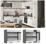 Vicco H&auml;ngeglasschrank 80 cm Anthrazit K&uuml;chenschrank H&auml;ngeschrank K&uuml;chenzeile
