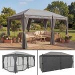 Pergola Calpe, Pavillon, stabiles 7cm-Gestell 5x3m ~ grau mit Seitenwand +