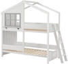 Juskys Kinder Hochbett Traumhaus 90x200 cm - Kinderbett mit Dach, 2 Betten &