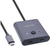 InLine USB-C Switch, bidirektionaler Umschalter, 10Gb/s, 100W, KVM Switch, Grau