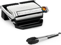 Tefal GC718D10, Tefal OptiGrill+ inkl. Grillzange Kontaktgrill (GC718D), Edelstahl