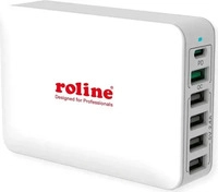 Roline 19.11.1055, Roline USB Ladeger&auml;t 60W 1x C+ QC3.0 A+ 4x (60 W, 6 Ports)