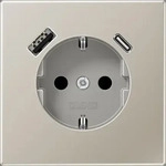 JUNG ES1520-15CA, JUNG SCHUKO-Steckdose m.USB ES1520-15CA Typ AC (ES1520-15CA) Silber