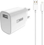 2GO 797253, 2GO Netzladeger&auml;t Lightning (2-teilig) (1 Port) (797253) Weiss
