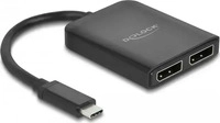 Delock 87754, Delock USB Type-C Splitter zu 2 x DisplayPort (6.10 cm) (87754) Schwarz