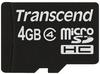 Transcend TS4GUSDHC4, Transcend microSDHC 4GB Klasse 4 + SD Adapter (microSDHC, 4 GB,
