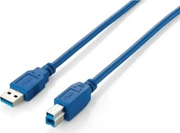 equip 128291, equip USB 3.0 Kabel A->B 1m S/S blau (1 m, USB 3.2 Gen 1) (128291)
