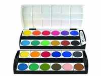 Geha, Künstlerfarbe + Bastelfarbe, Deckfarbkasten - 24 Farben + 1 Deckweiß (721225)