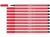 STABILO 68/40, STABILO Pen 68 Premium-Filzstift (Red, 10 x) Rot