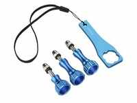 mantona GoPro Schraubenset + Schlüssel Alu blau (SJ4000, SJ5000, SJ6000, Virb...