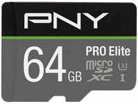 PNY P-SDU64GV31100PRO-GE, PNY Pro Elite (microSDXC, 64 GB, U3, UHS-I) Grau/Schwarz,