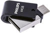 Philips 2 in 1 Black 64GB OTG microUSB + USB 2.0 (64 GB, USB 2.0, Micro USB, USB A)