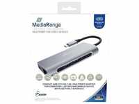 MediaRange MRCS510 (USB C), Dockingstation + USB Hub, Silber