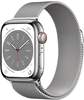 Apple MNJ83FD/A, Apple Watch Series 8 (41 mm, Edelstahl, 4G, One Size) Silver