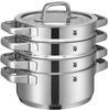WMF 790046380 Compact Cuisine 4-Piece Induction Saucepan Set with Glass Lid, Polished