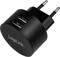 LogiLink PA0218, LogiLink USB Steckdosenadapter (10.50 W, 2 Ports) (PA0218) Schwarz