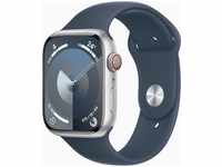 Apple MRMG3QF/A, Apple Watch Series 9 (45 mm, Aluminium, 4G, S/M) Silber/Storm Blue