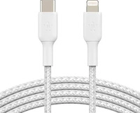 Belkin CAA004BT1MWH, Belkin BoostCharge geflochtenes 1 m USB-C/Lightning-Kabel, wei&szlig;