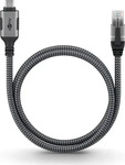 goobay 70754, goobay USB C 3.1/RJ45 CAT 6 Kabel 10,0 m grau, schwarz, 1 St.