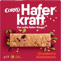 CORNY 3007056-4, CORNY M&uuml;sliriegel Haferkraft Cranberry-K&uuml;rbiskern, 4 St.