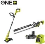 Ryobi Kombo-Kit Akku-Rasentrimmer 'OLT1832' Akku-Heckenschere 'RY18HT55A-0' mit Akku