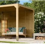 Karibu Seitenwand naturfarben 295 x 235 cm f&uuml;r Pavillon 'Cubus'