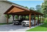 SKAN HOLZ Doppelcarport 'Wallgau' mit Dachlattung 620 x 750 cm nussbaum