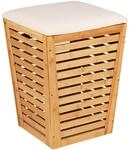 Wenko W&auml;schetruhe 'Bambusa' Bambus 55 l mit Sitzpolster 40 x 40 x 56 cm