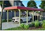SKAN HOLZ Einzelcarport 'Spreewald' 345 x 741 cm rote Blende KDI impr&auml;gniert