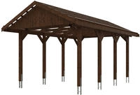 SKAN HOLZ Einzelcarport 'Wallgau' mit Dachlattung 380 x 600 cm nussbaum